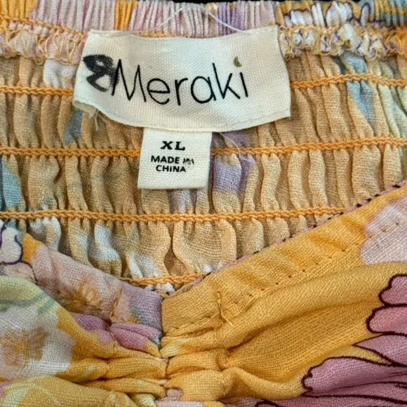 NWT Meraki Floral crop blouse XL Cottagecore puff sleeve - Picture 6 of 7